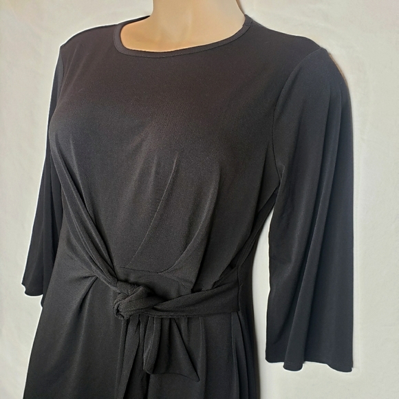 Worthington Woman Dress Black Tie Front 3/4 Sleeves Stretchy Size XXL NWT - Picture 8 of 11